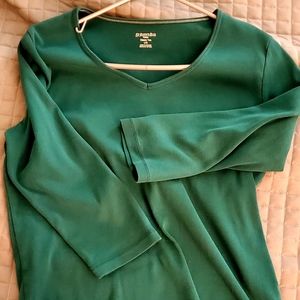 Green V-neck Top